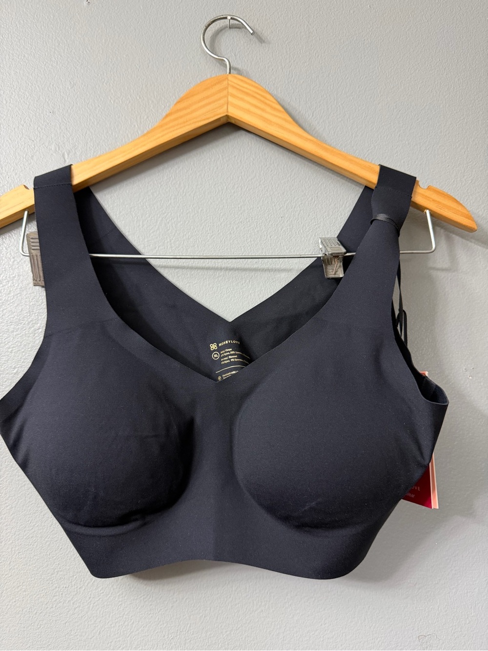 Honeylove black uplift v plunge bra XL
